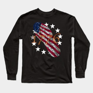 1776 American Revolution Flag in Shoe Print Long Sleeve T-Shirt